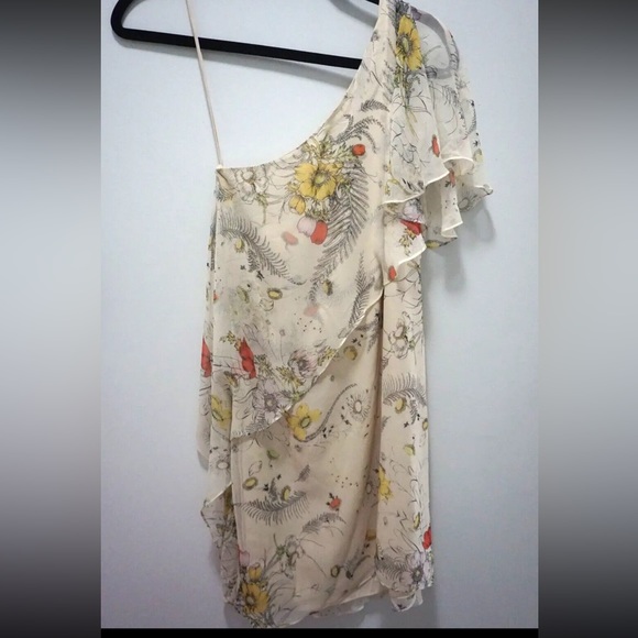 Haute Hippie Silk Poppy Dress One Shoulder Asymmetrical Mini Size 0 XS NWT - Picture 4 of 6